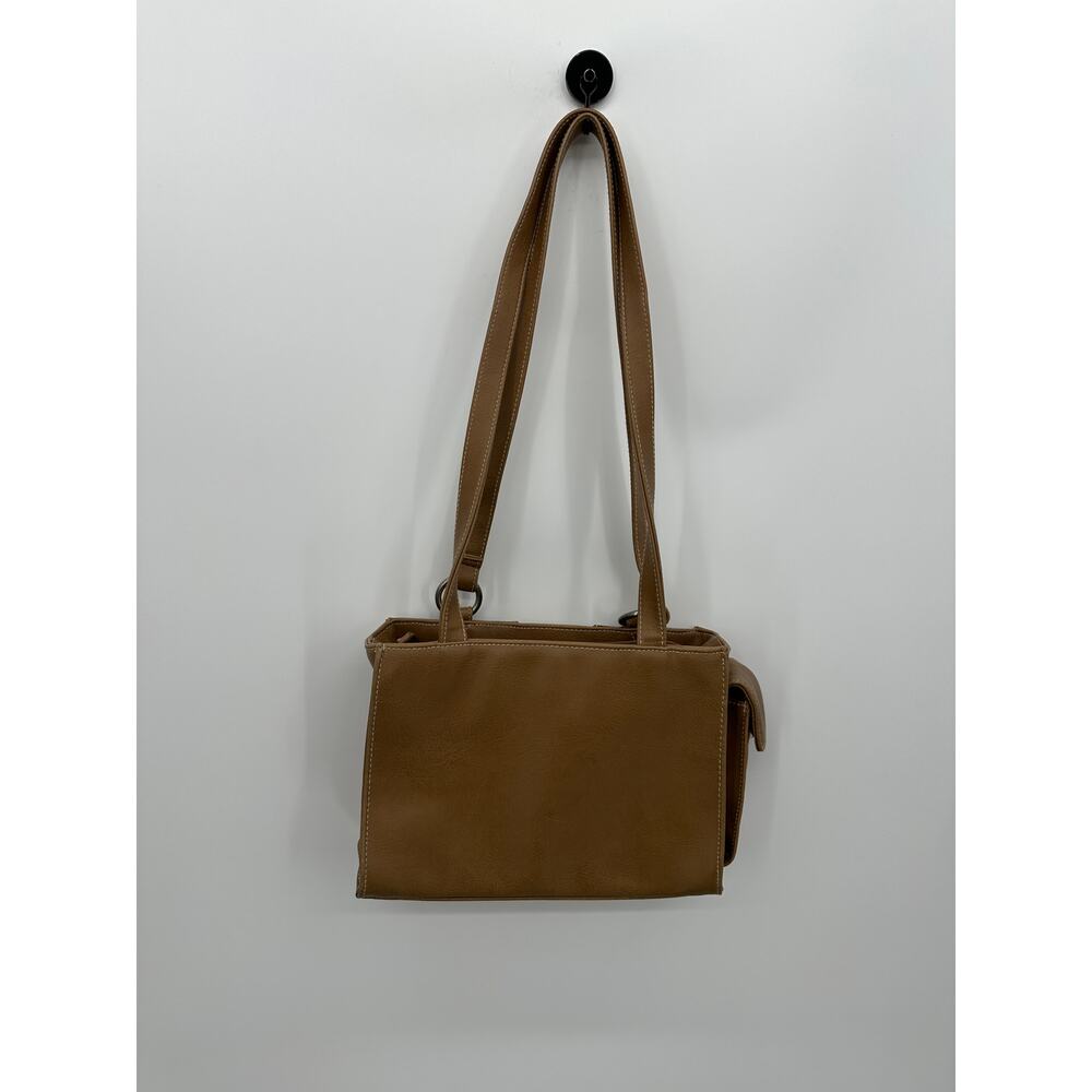 Y2K Vintage Small Shoulder‎ Purse Brown Patchwork Faux Leather Boho Artsy - Picture 2 of 7